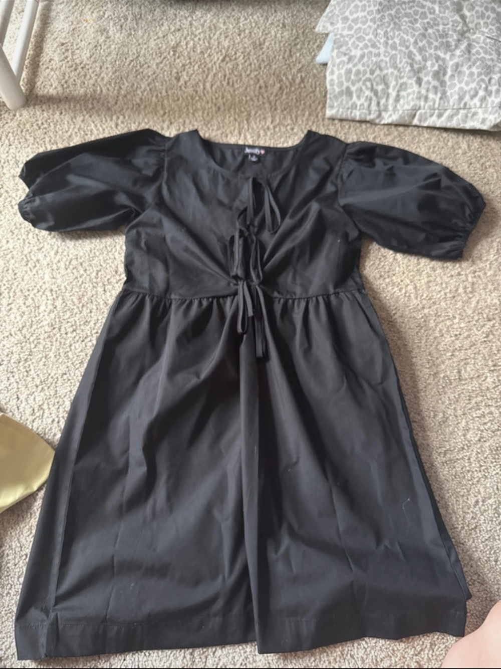 Justify Black Tie-Front Puff Sleeve Top